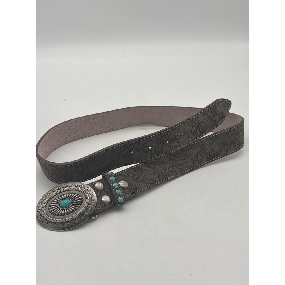 Angel Ranch DA3755 Grey embossed belt with pewter‎ buckle 34”
